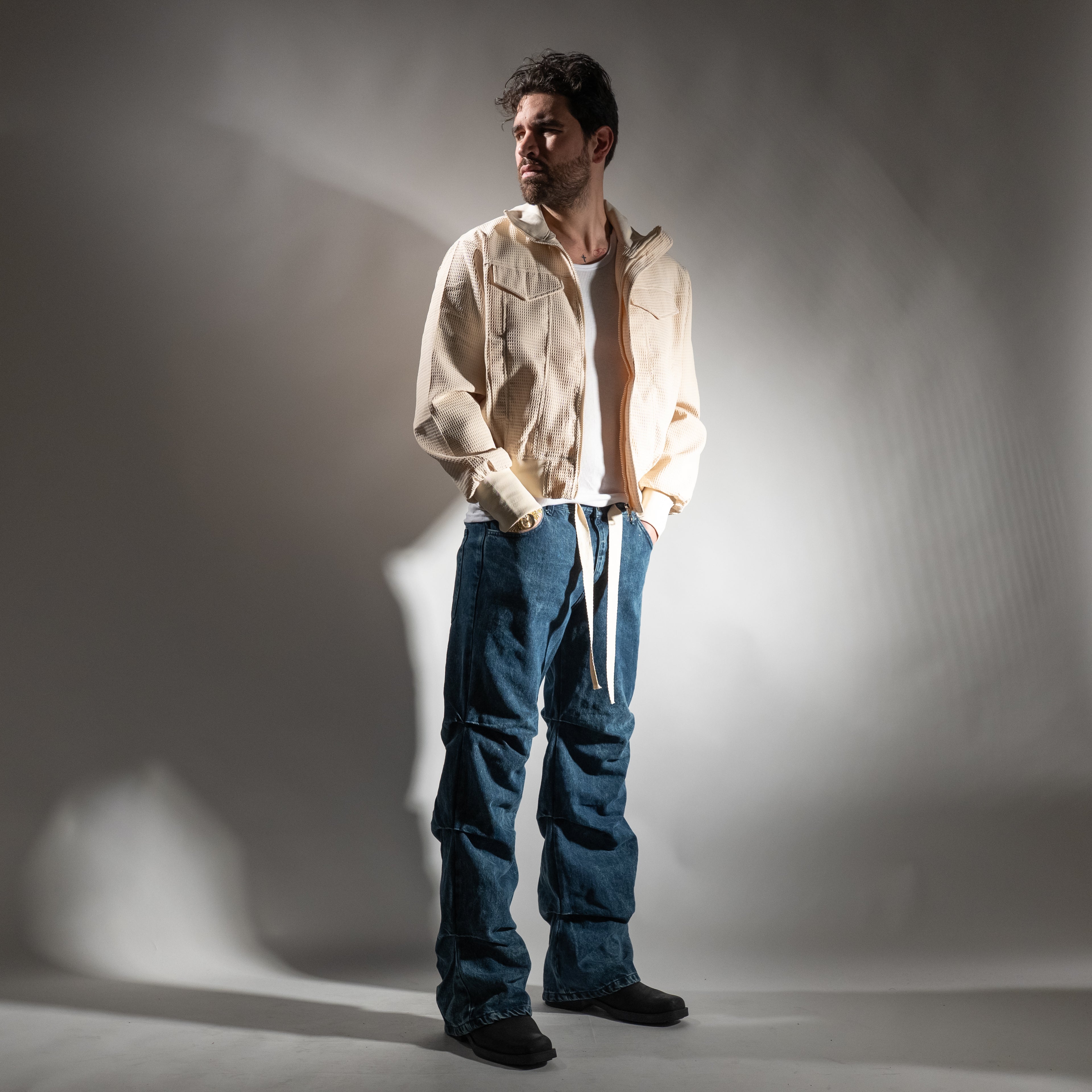 Jeans pantalaccio drappeggiato - Denim