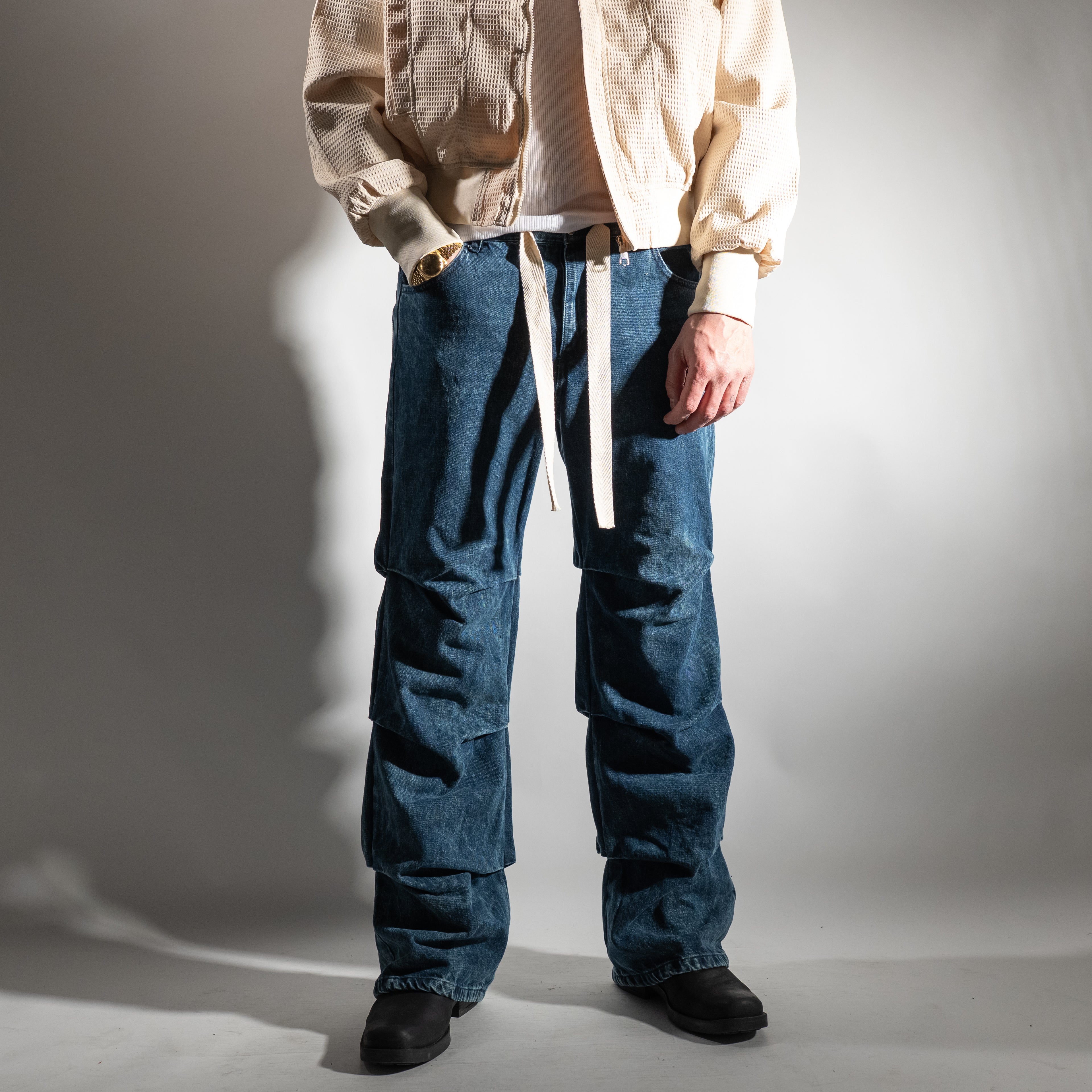 Jeans pantalaccio drappeggiato - Denim