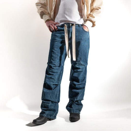 Jeans pantalaccio drappeggiato - Denim