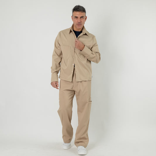 Coordinato con camicia e pantalone fondo largo  - Beige