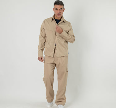 Coordinato con camicia e pantalone fondo largo  - Beige