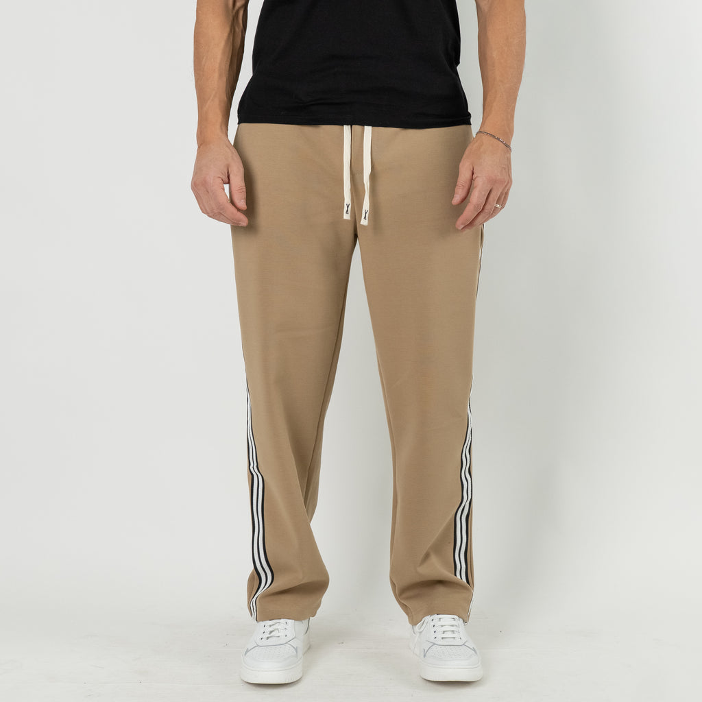 Pantalone Jogger con Banda Laterale - Camel