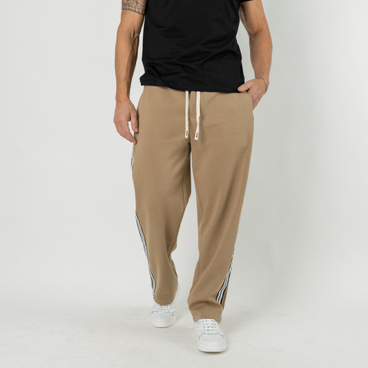 Pantalone Jogger con Banda Laterale - Camel
