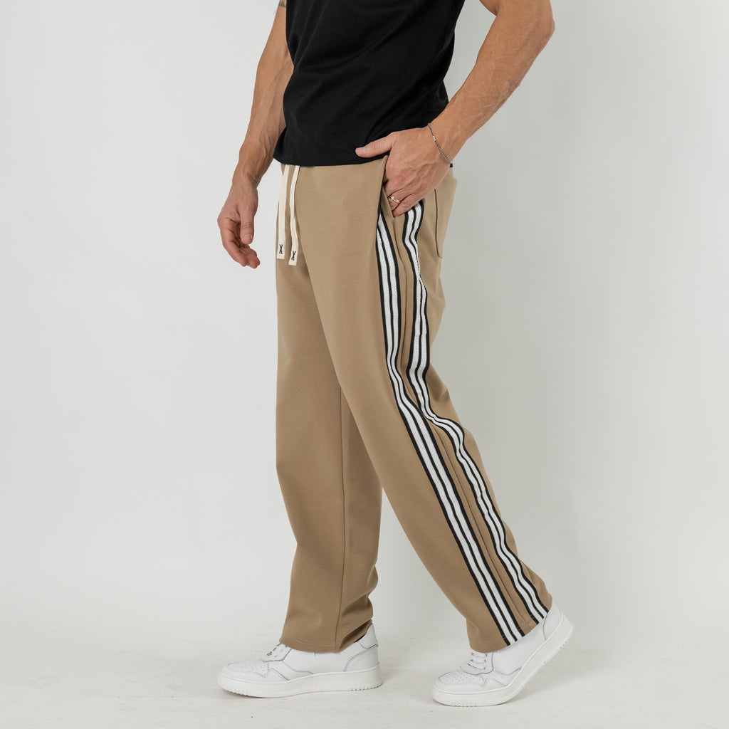 Pantalone Jogger con Banda Laterale - Camel