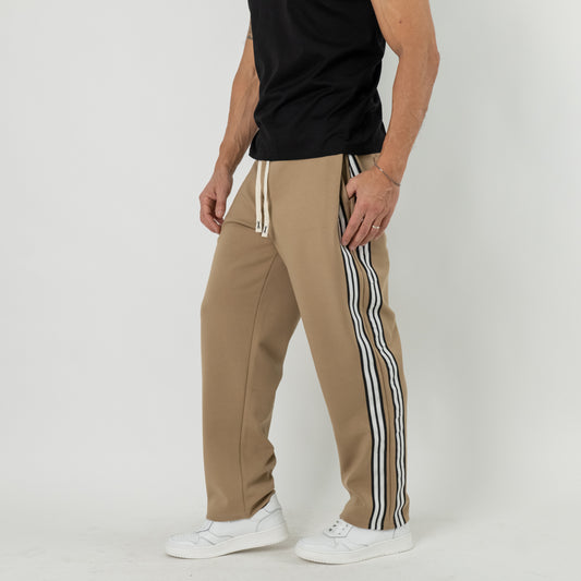Pantalone Jogger con Banda Laterale - Camel