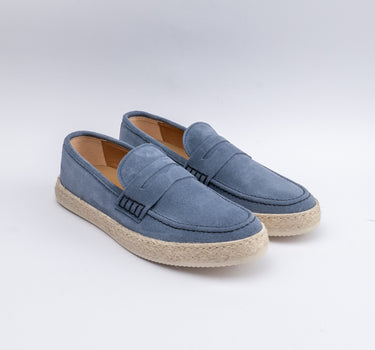 Mocassino con Bendina in Camoscio con Fondo Espadrillas - Blu