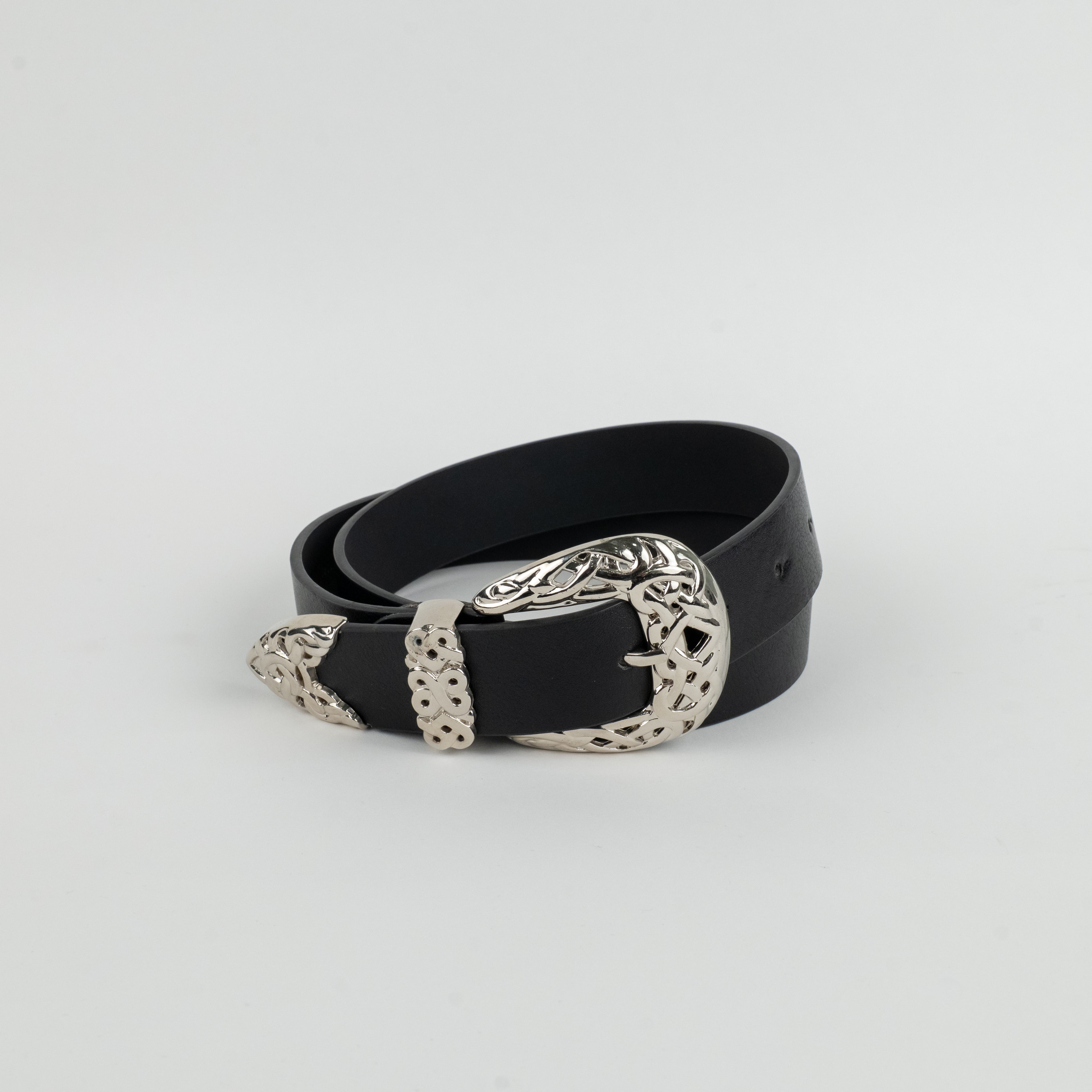 Cintura texana liscia - Nero