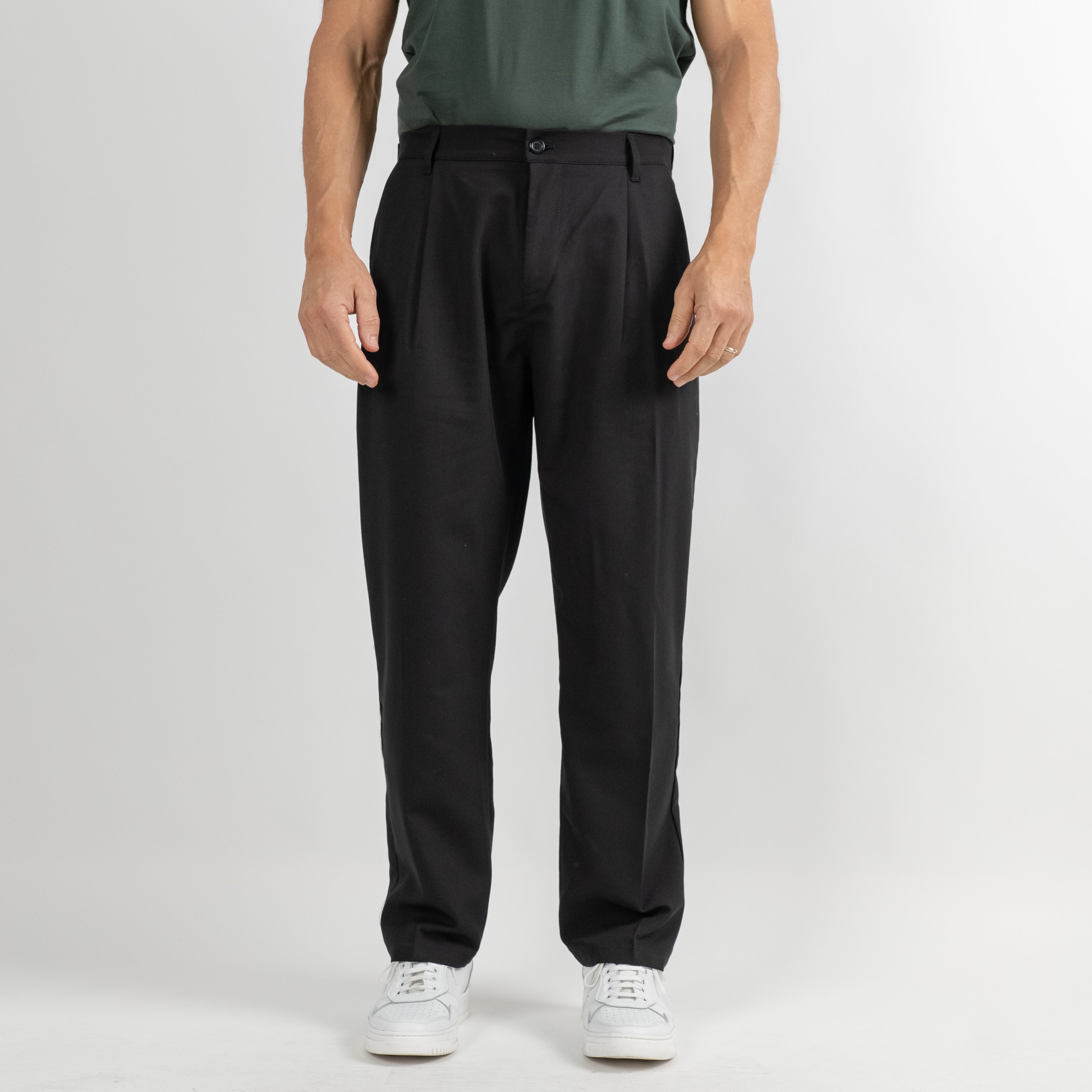 Pantalone palazzo con molla sul retro - Nero