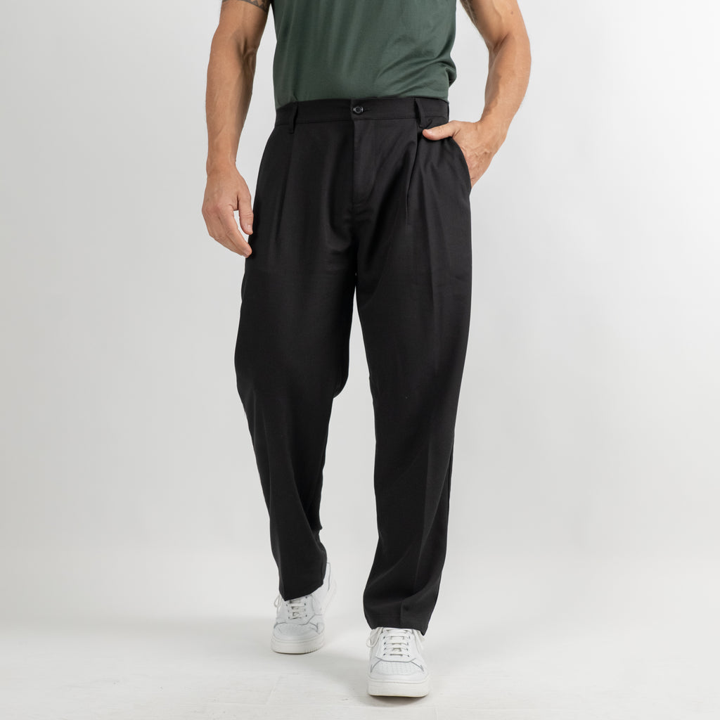 Pantalone palazzo con molla sul retro - Nero