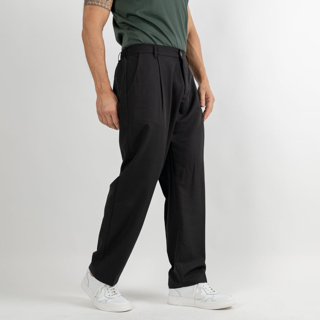 Pantalone palazzo con molla sul retro - Nero