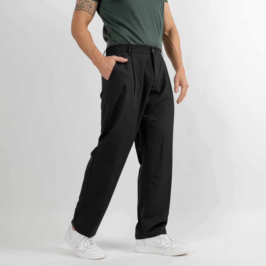 Pantalone palazzo con molla sul retro - Nero