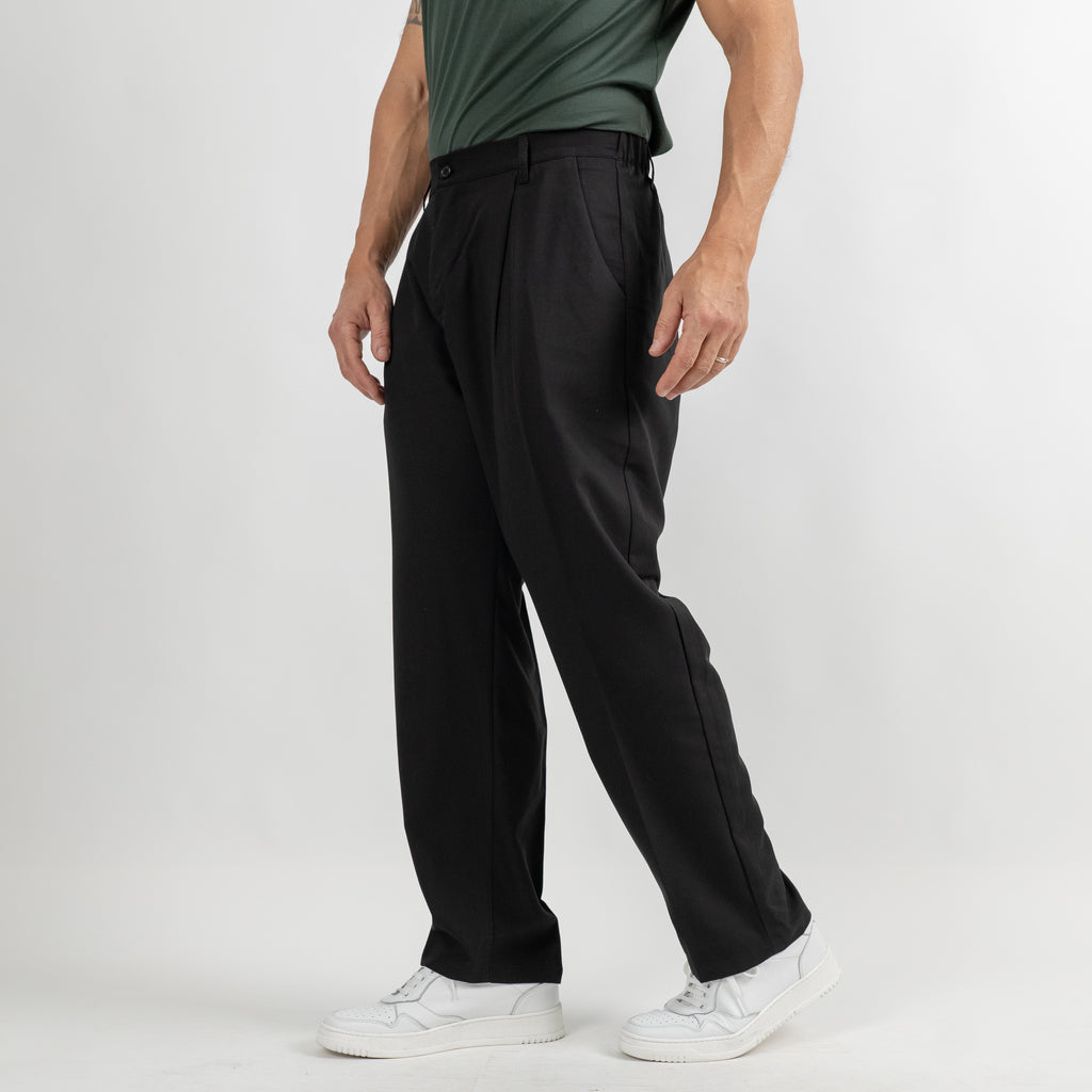 Pantalone palazzo con molla sul retro - Nero