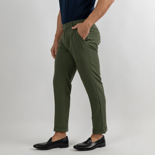 Pantalone classico con molla sul retro - Verde Militare