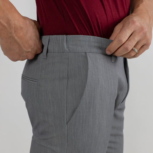 Pantalone classico con molla sul retro - Grigio