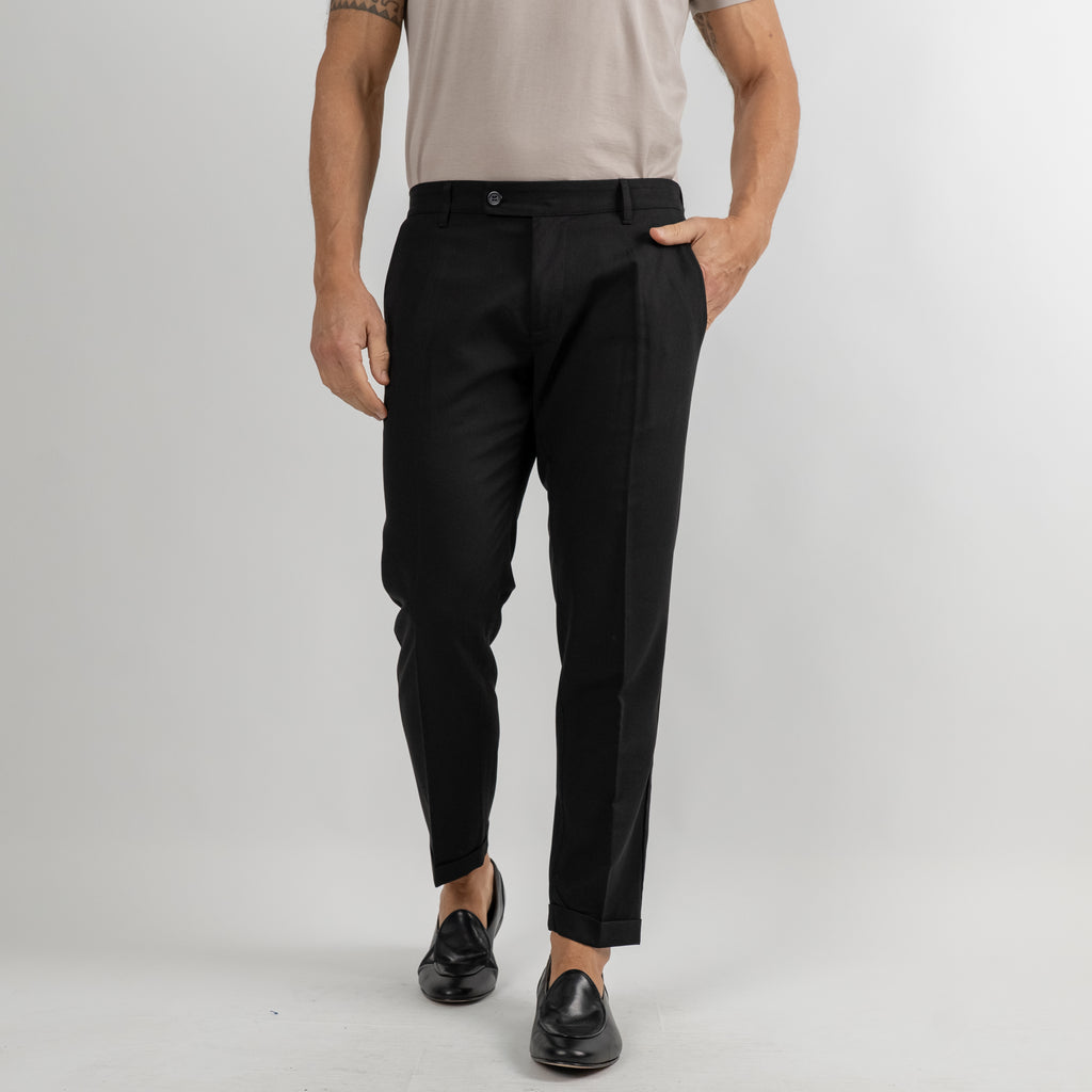 Pantalone classico con molla sul retro - Nero
