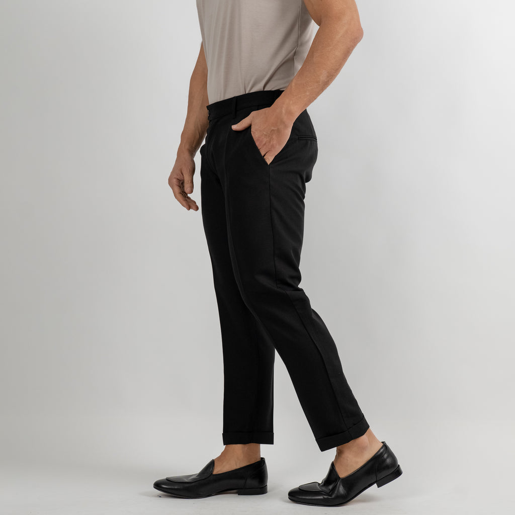 Pantalone classico con molla sul retro - Nero