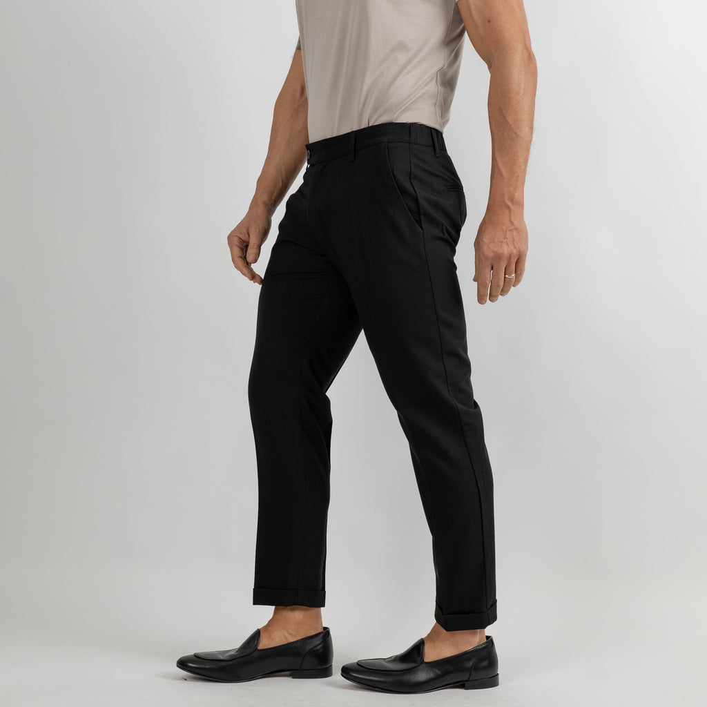 Pantalone classico con molla sul retro - Nero