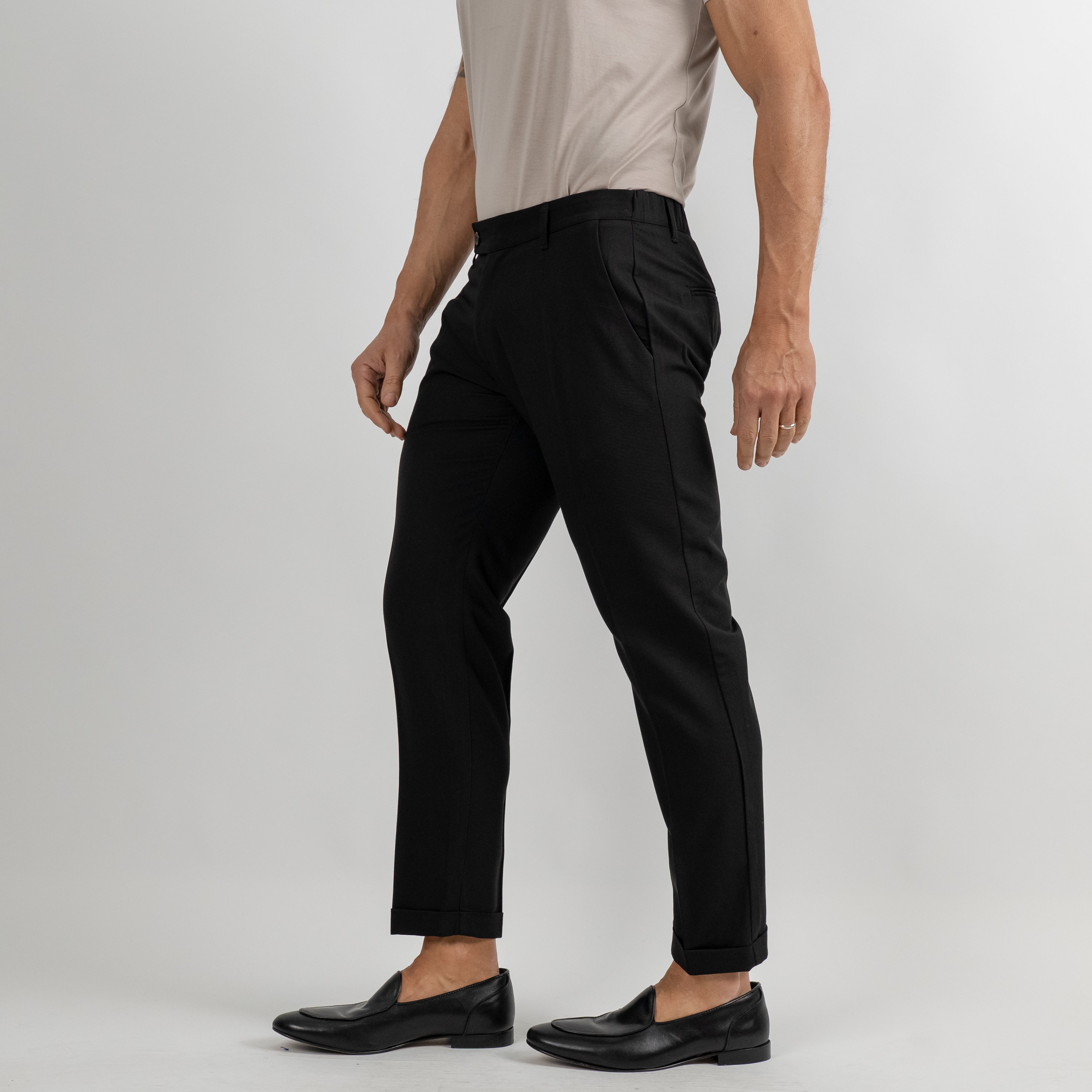 Pantalone classico con molla sul retro - Nero