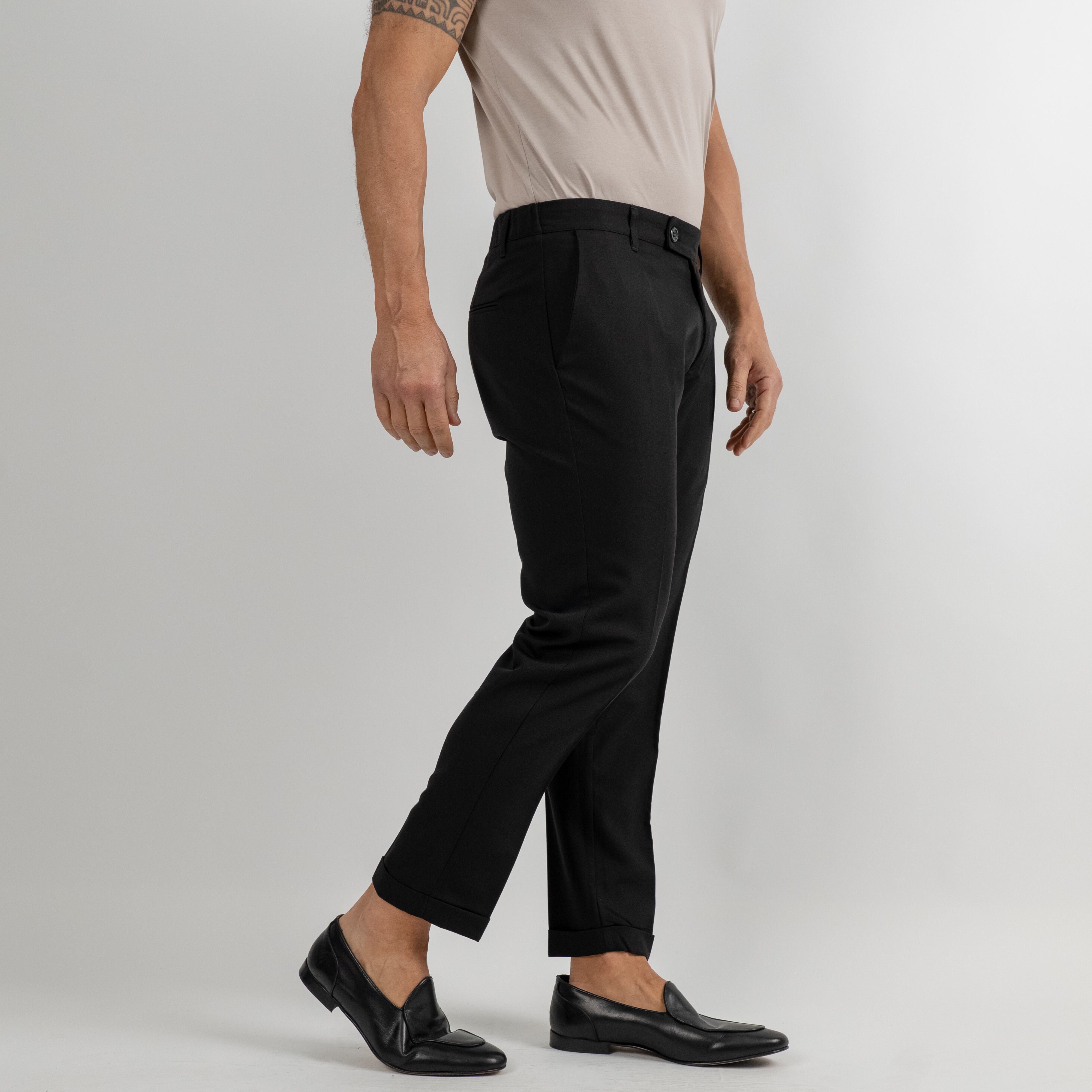 Pantalone classico con molla sul retro - Nero