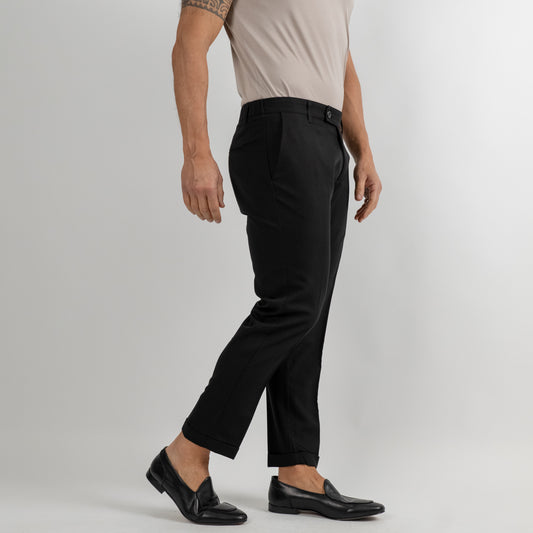 Pantalone classico con molla sul retro - Nero