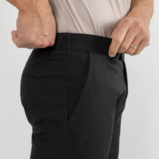 Pantalone classico con molla sul retro - Nero