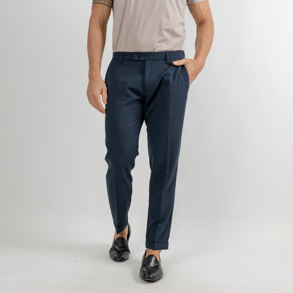 Pantalone classico con molla sul retro - Blu