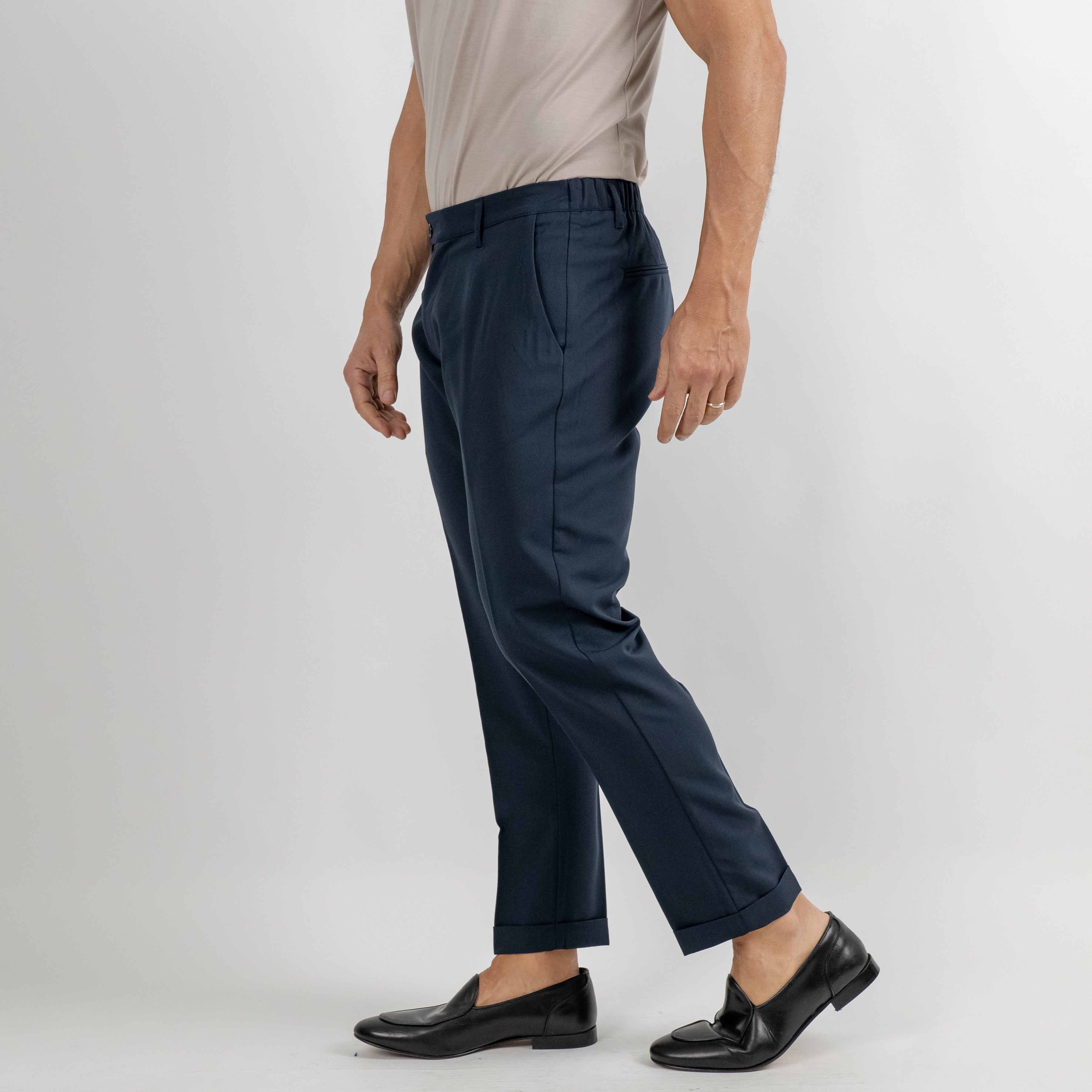 Pantalone classico con molla sul retro - Blu
