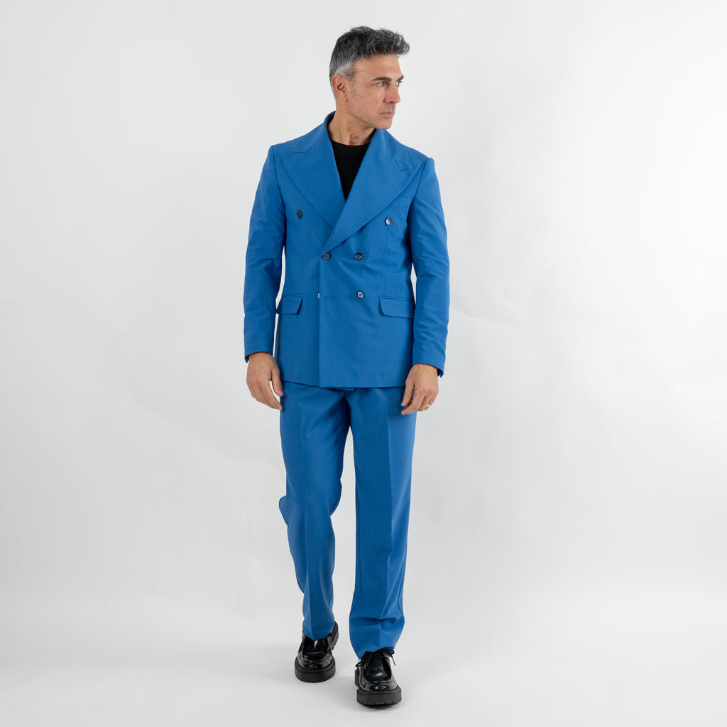 Double-breasted suit with wide lapels - Royal Blue