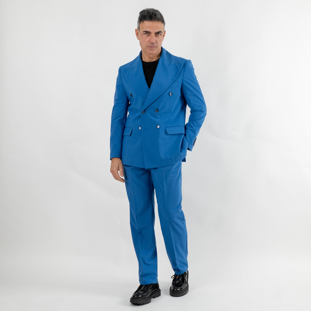 Double-breasted suit with wide lapels - Royal Blue