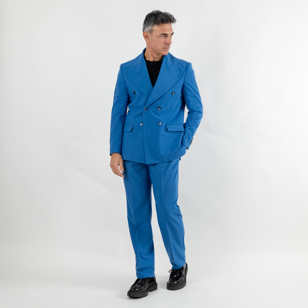Double-breasted suit with wide lapels - Royal Blue