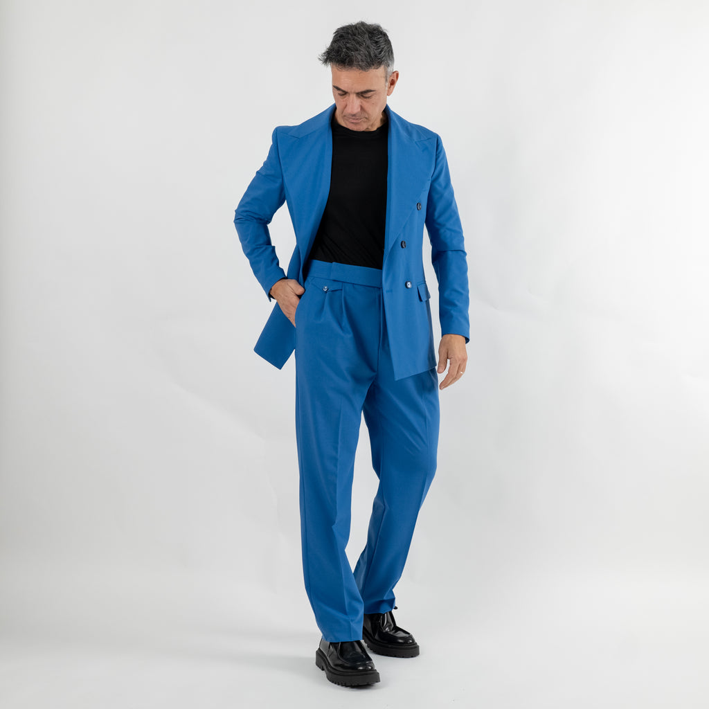 Double-breasted suit with wide lapels - Royal Blue