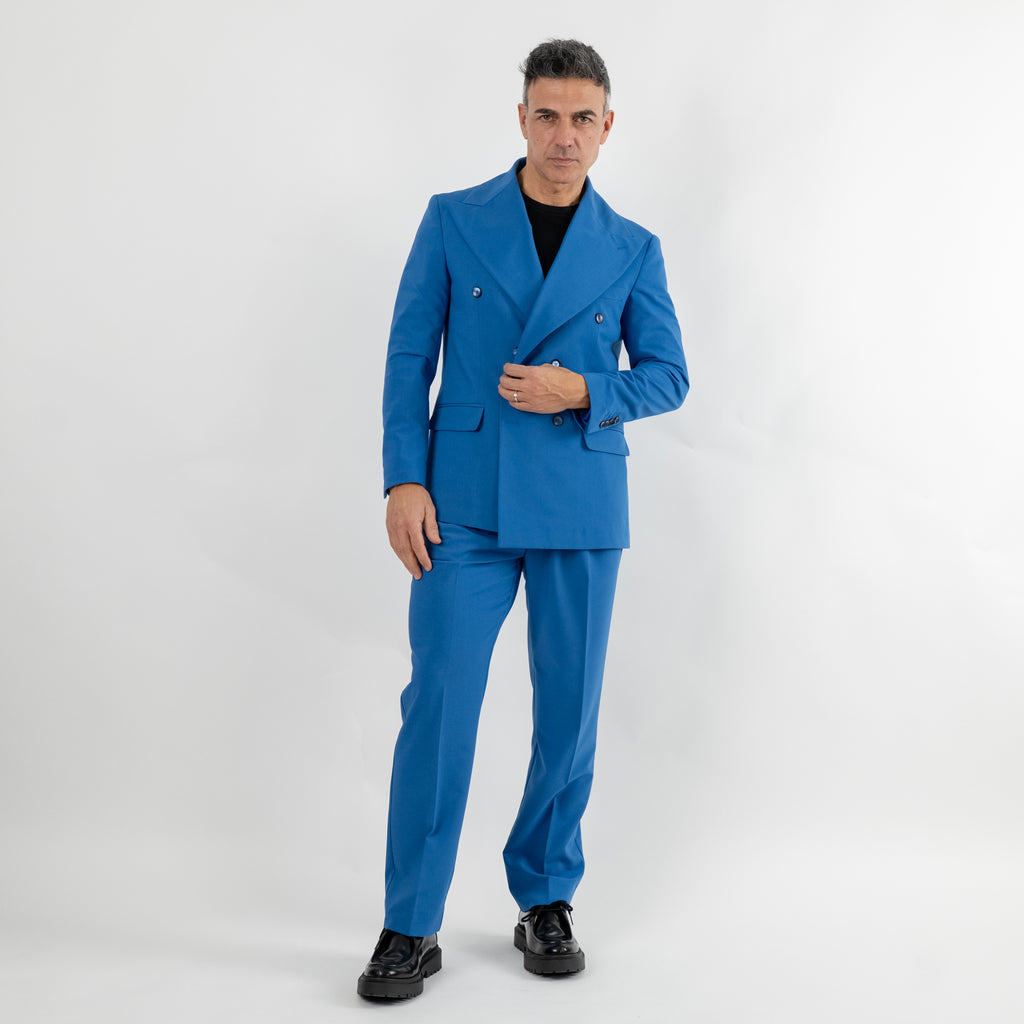 Double-breasted suit with wide lapels - Royal Blue