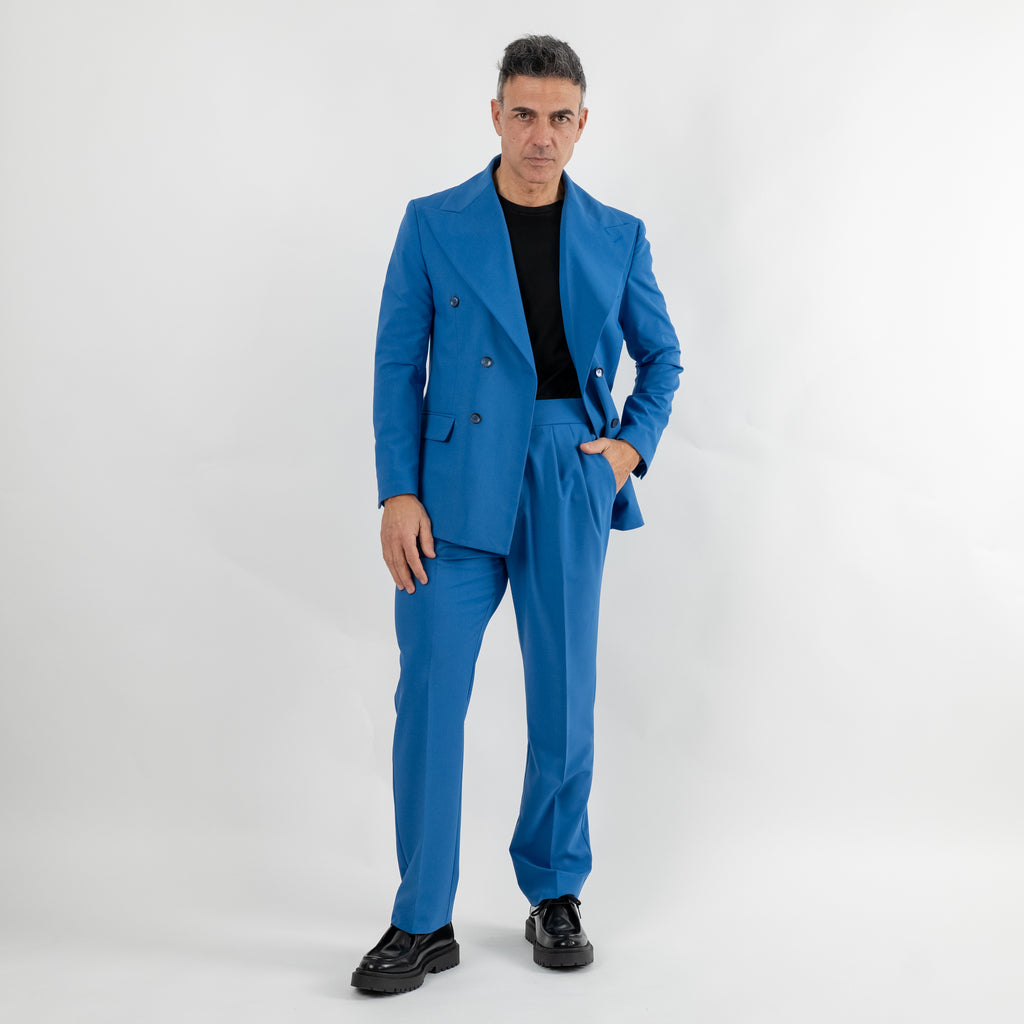 Double-breasted suit with wide lapels - Royal Blue