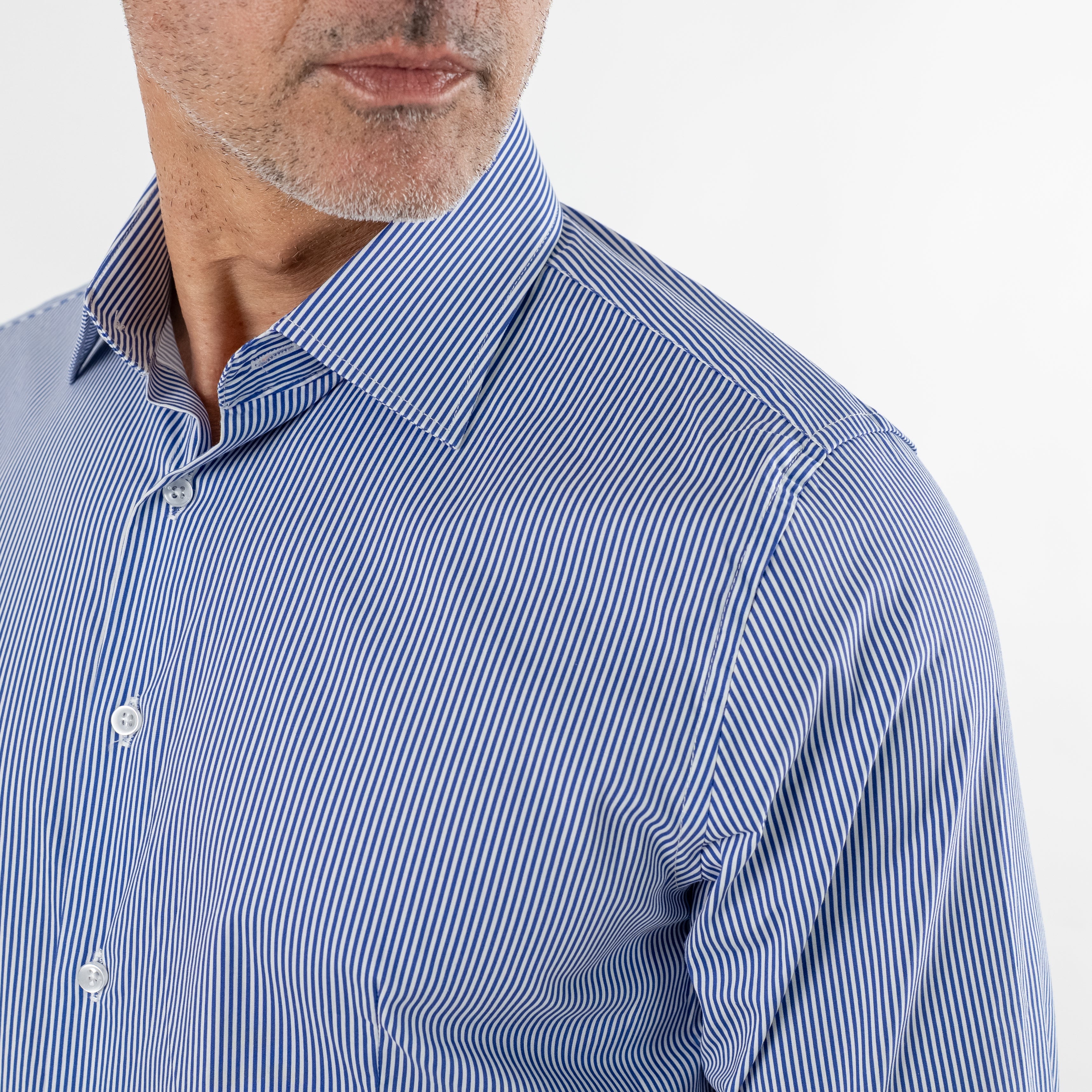 Camicia sartoriale rigo obliquo tono su tono - Blu