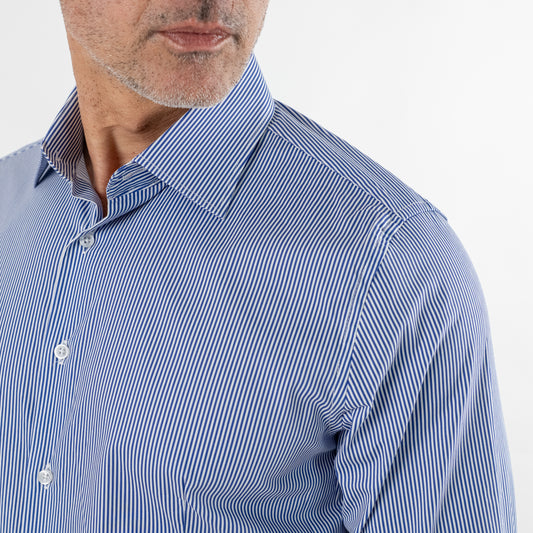 Camicia sartoriale rigo obliquo tono su tono - Blu