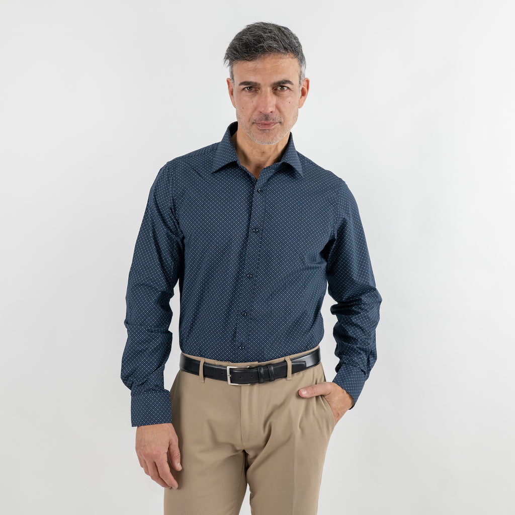 Camicia sartoriale fantasia geometrica - Blu Notte