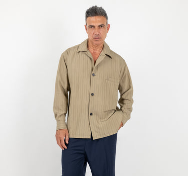 Camicia oversize in viscosa a righe - Tortora