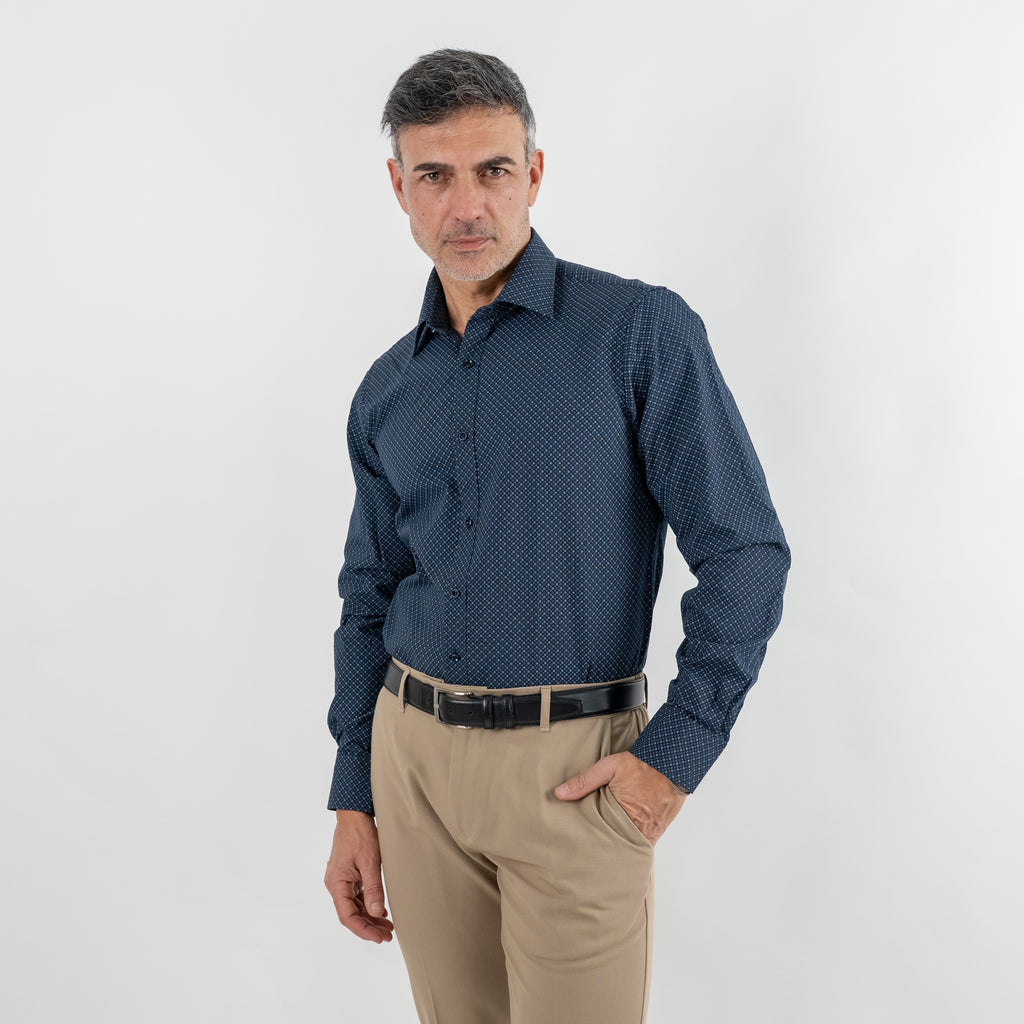 Camicia sartoriale fantasia geometrica - Blu Notte
