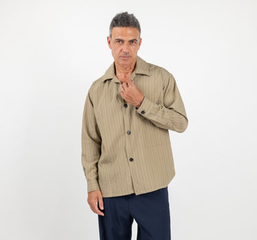 Camicia oversize in viscosa a righe - Tortora