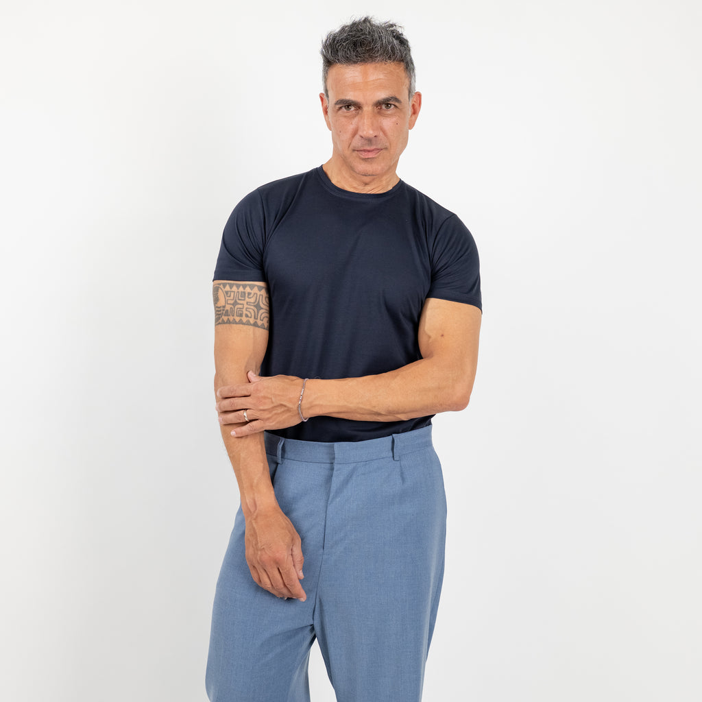 T-shirt effetto seta - Blu Notte