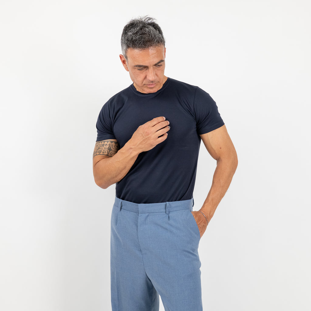 T-shirt effetto seta - Blu Notte