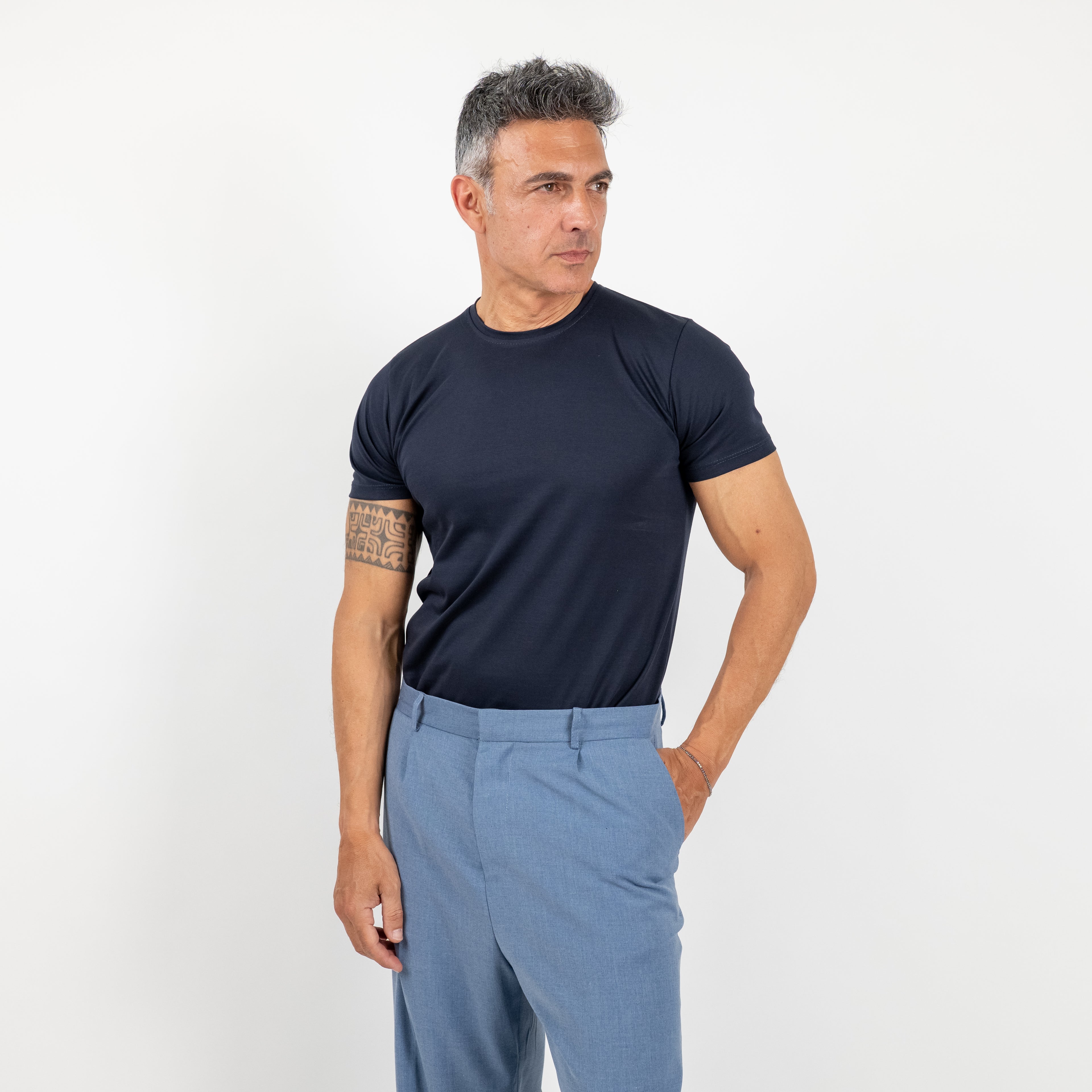 T-shirt effetto seta - Blu Notte
