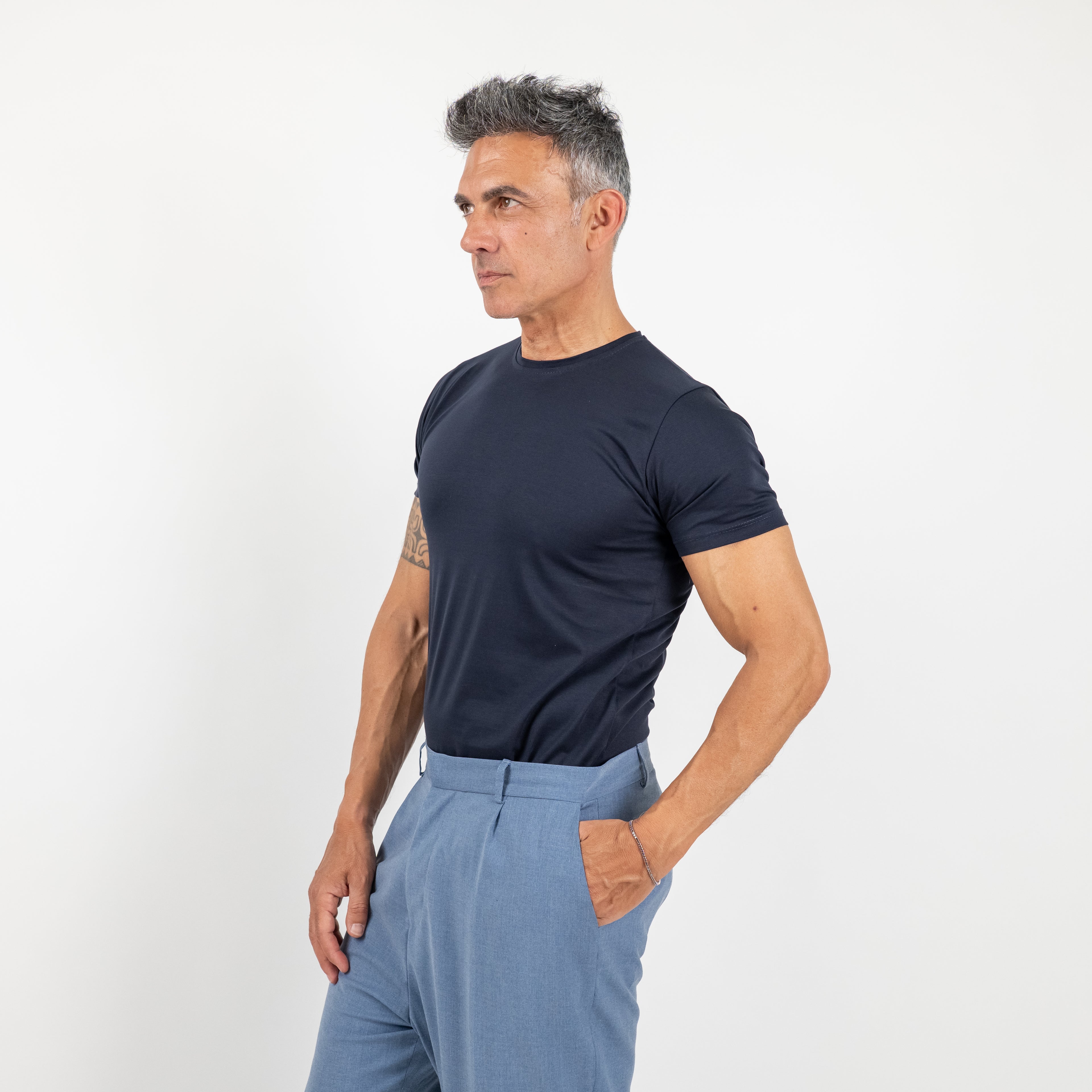 T-shirt effetto seta - Blu Notte