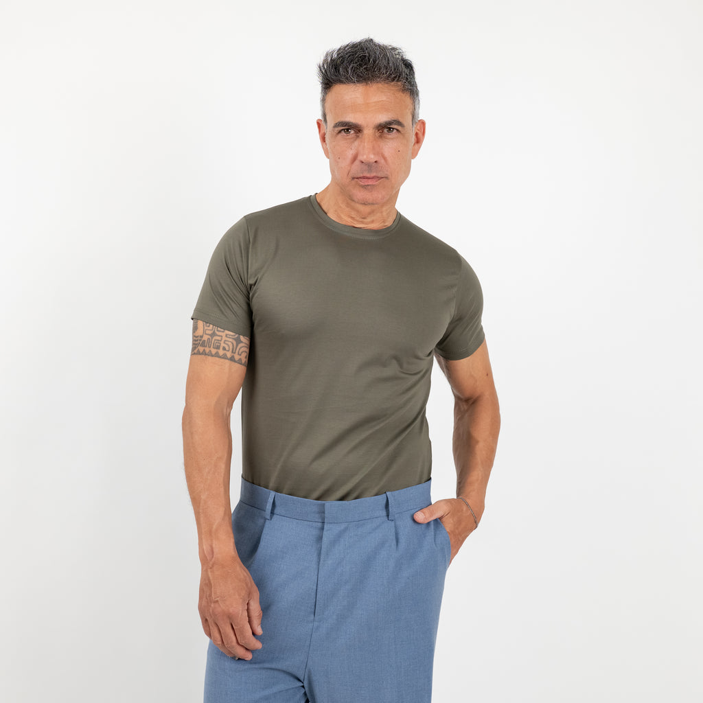T-shirt effetto seta - Verde Militare