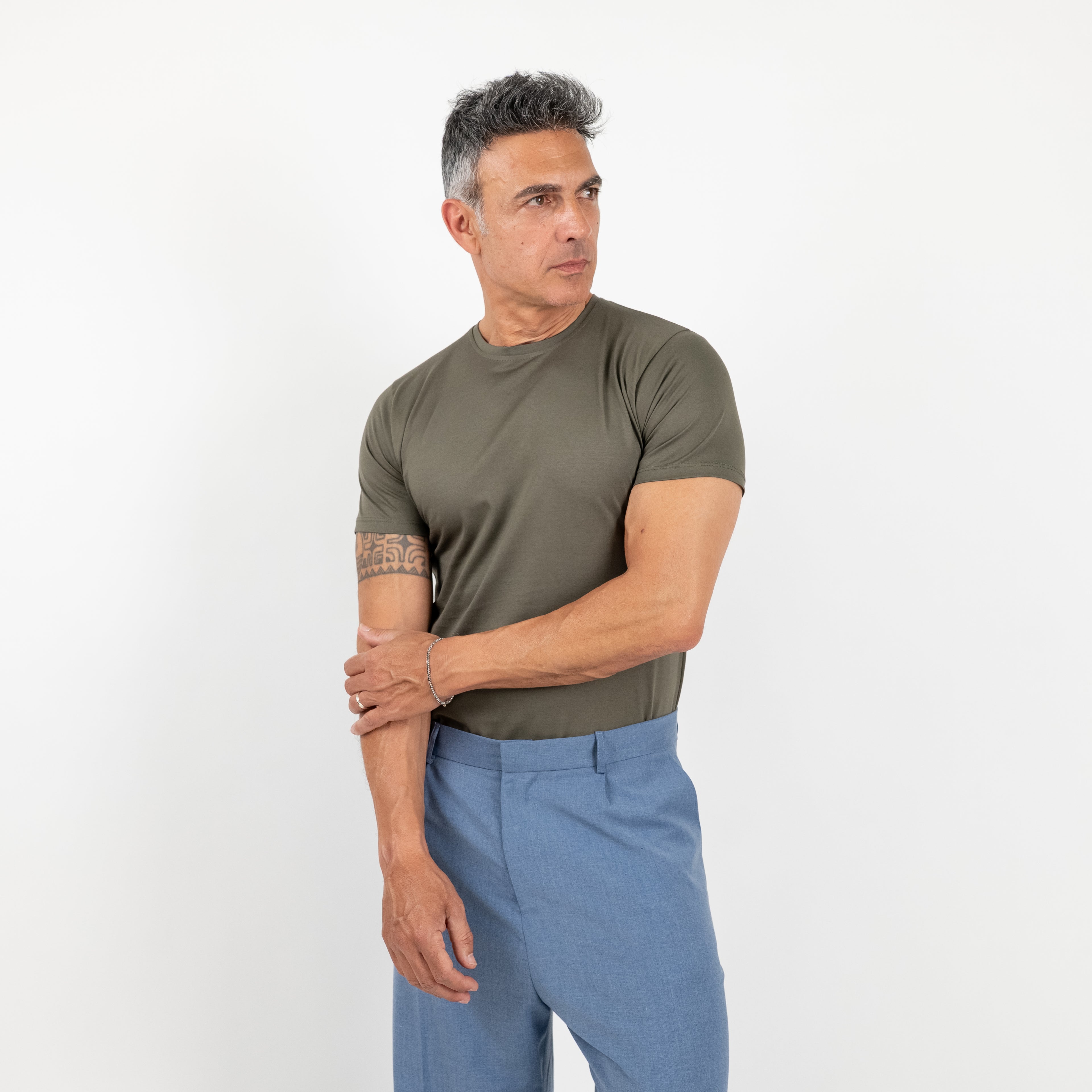 T-shirt effetto seta - Verde Militare