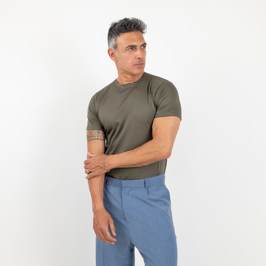T-shirt effetto seta - Verde Militare