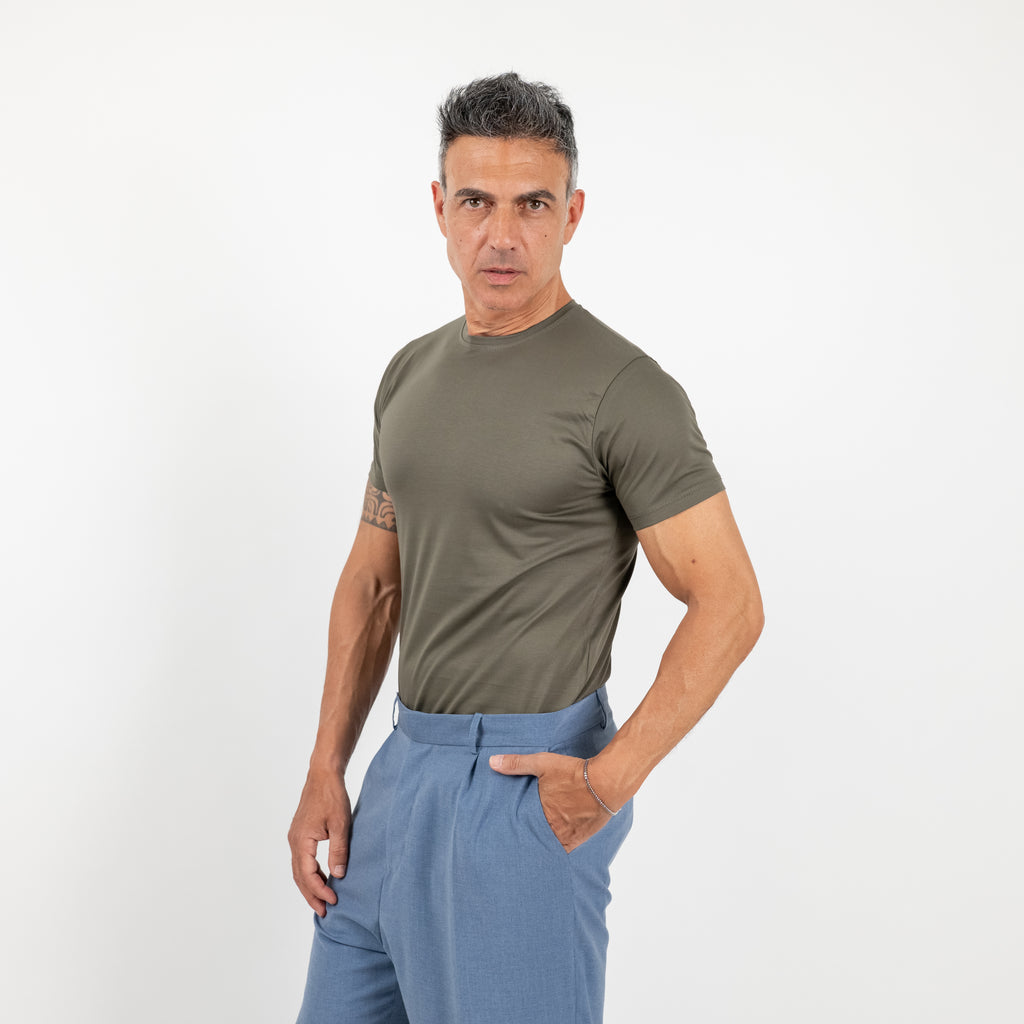 T-shirt effetto seta - Verde Militare