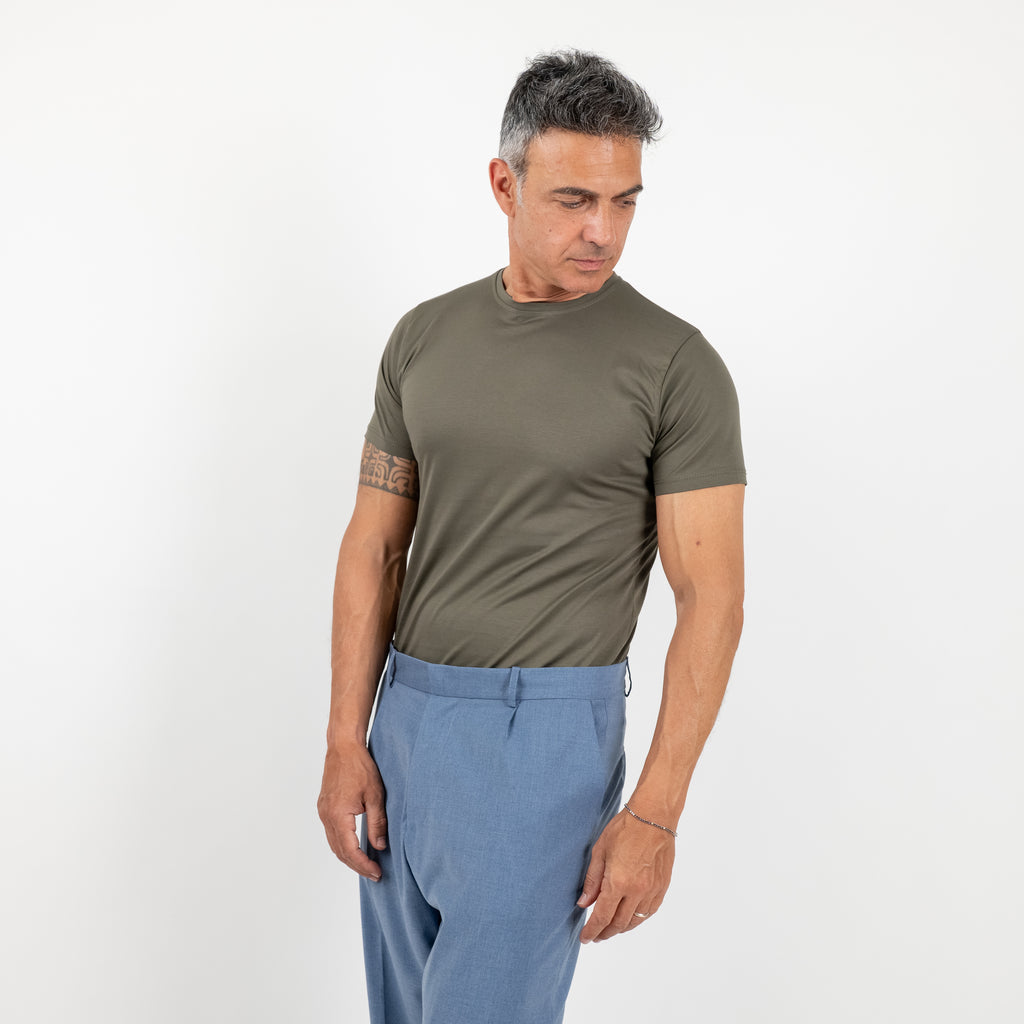 T-shirt effetto seta - Verde Militare