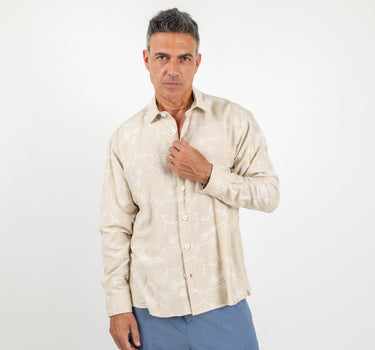 Camicia ricami in rilievo  - Beige