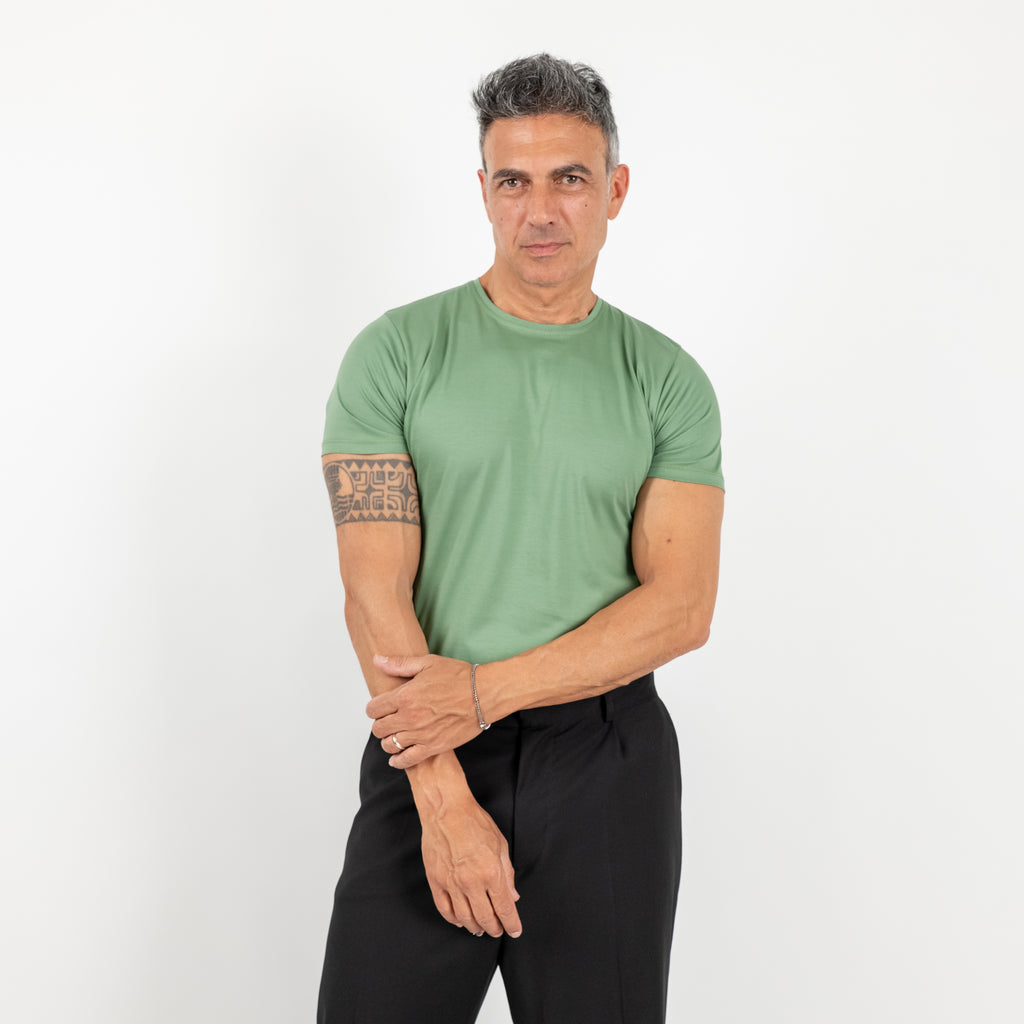 T-shirt effetto seta - Verde Chiaro